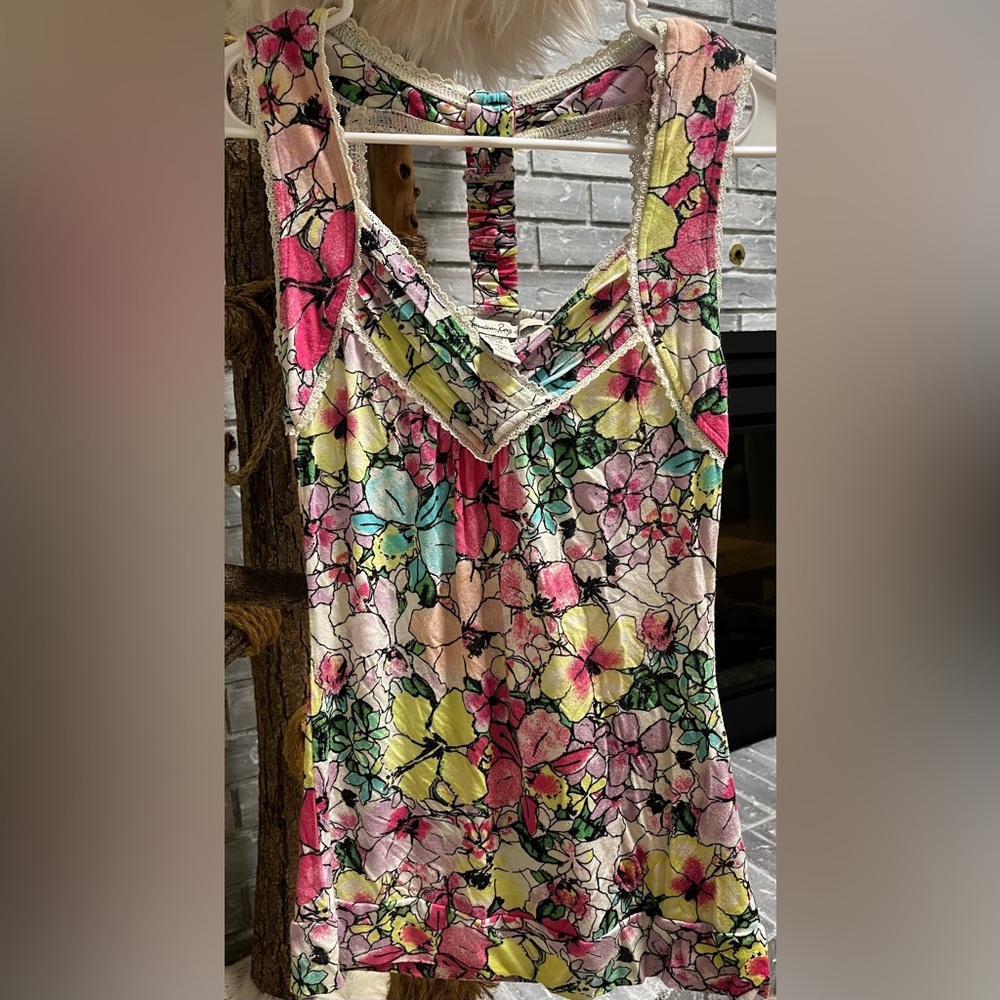 American Rag Floral Tank Top - Pink, Yellow, Green
